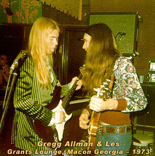 Pic of Les Dudek and Gregg at Grant's Lounge. Les wrote me that they called it Grant's Tomb, and that he and Dickey would roll over there with their guitars in the back of the pick up, then go over to the Carousel to shoot pool.
